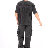Acid Black Ribbed 'The Blessed 01' Varsity T-Shirt
