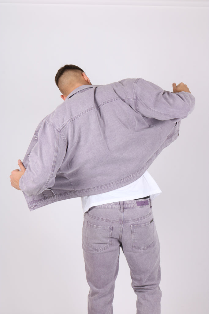 Oversized Trucker Jacket In Washed Lilac Denim