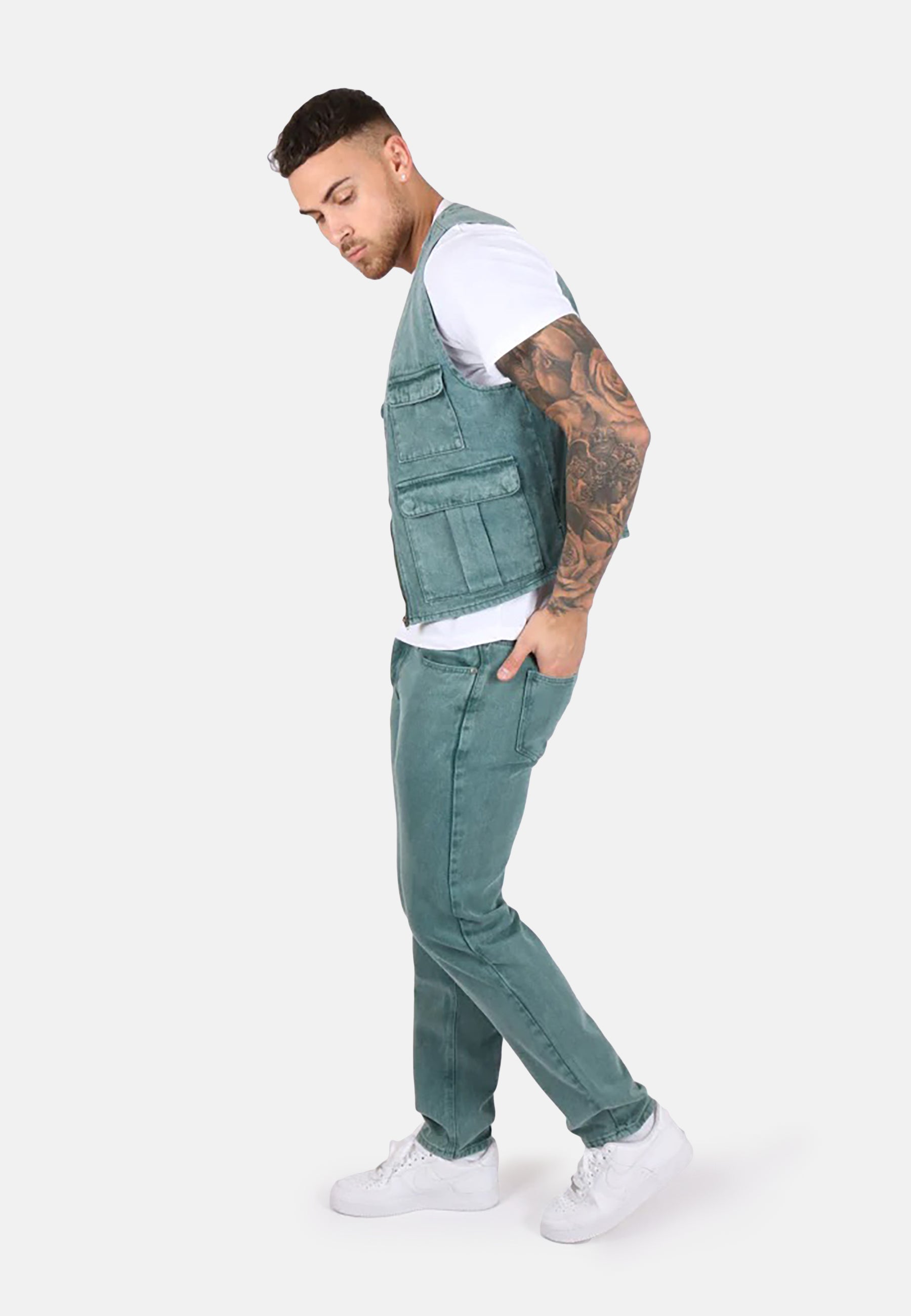 Forest Green Denim Gilet