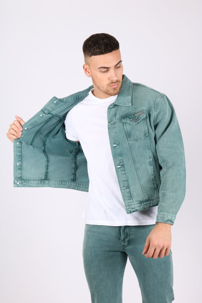 Forest Green Oversized Boxy Denim Jacket