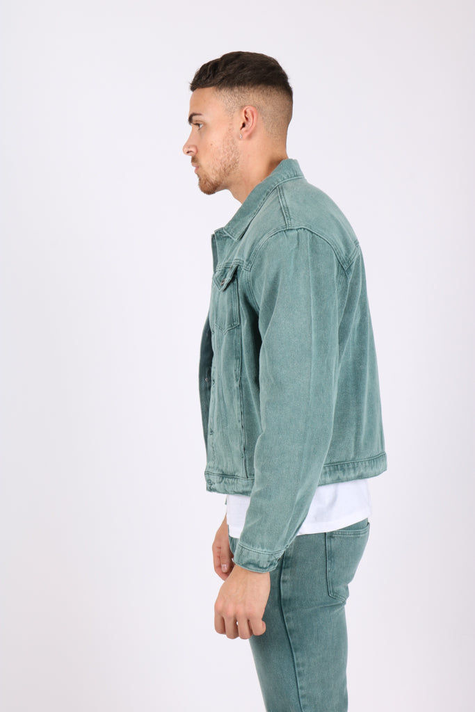 Forest Green Oversized Boxy Denim Jacket