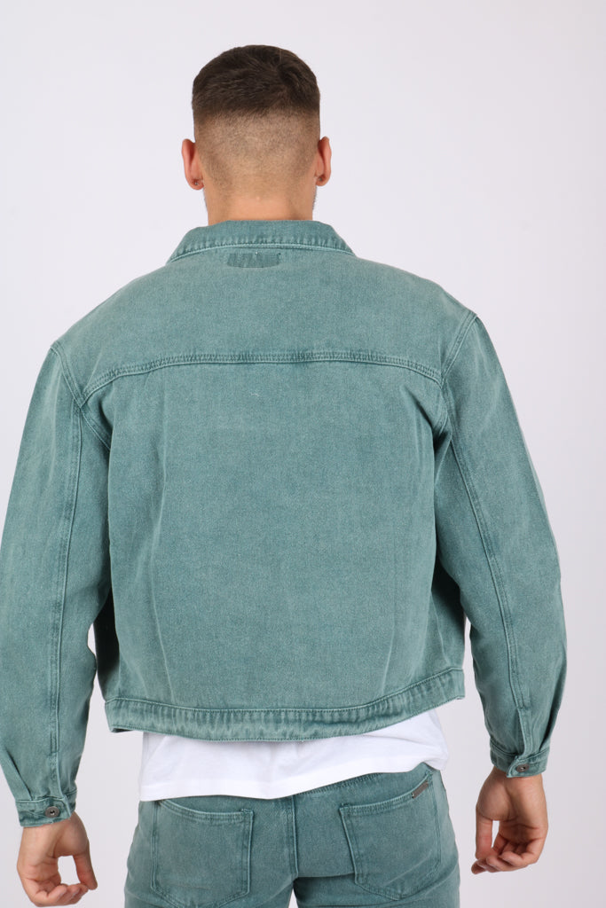 Forest Green Oversized Boxy Denim Jacket