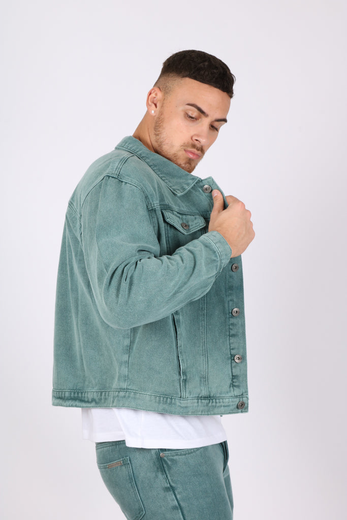 Forest Green Oversized Boxy Denim Jacket