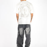 Washed Black Distressed Applique Jean