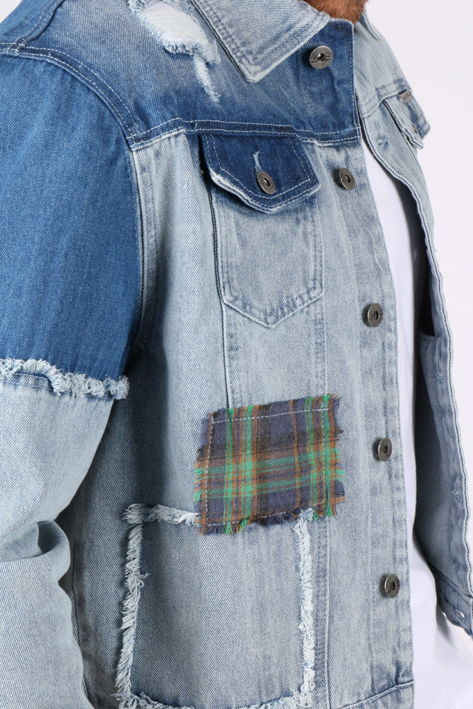 Oversized 90s Patchwork Stonewash Denim Jacket