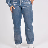 Fae Silver Metallic Straight Leg Jeans
