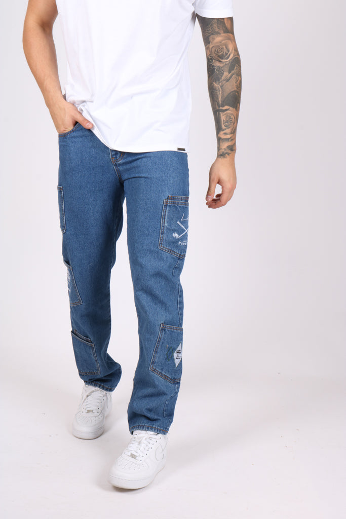 Original Indigo Golf Club Embroidery Straight Leg Jeans