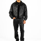 Black Pu Paisley Embossed Jacket