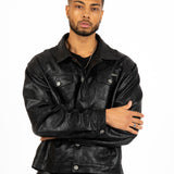 Black Pu Paisley Embossed Jacket