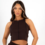 Brown Lnp Essential Raw Edge Ribbed Racer