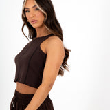 Brown Lnp Essential Raw Edge Ribbed Racer