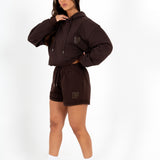 Brown Lnp Essential Cropped Hoodie