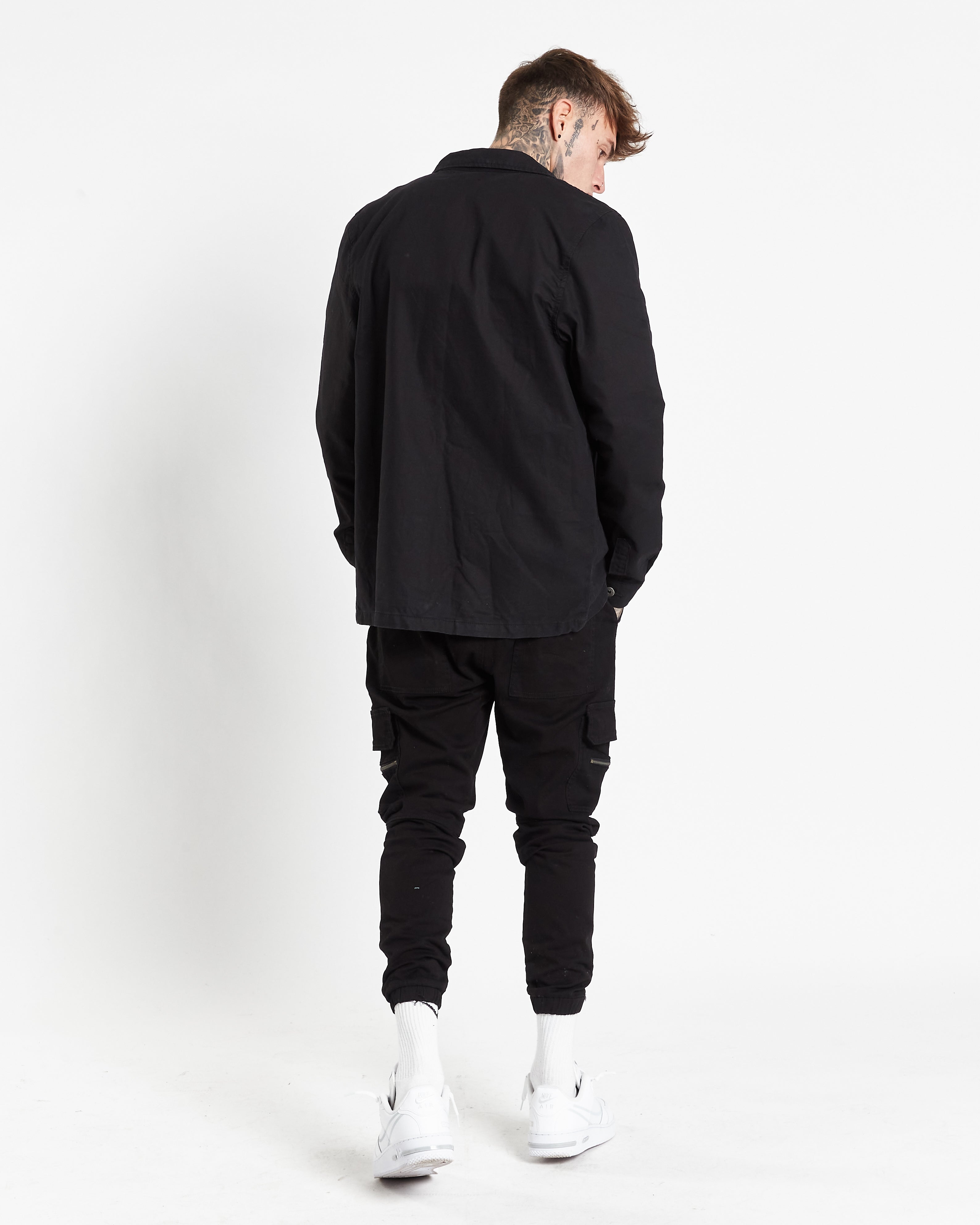 Fort Utility Black Twill Denim Shirt