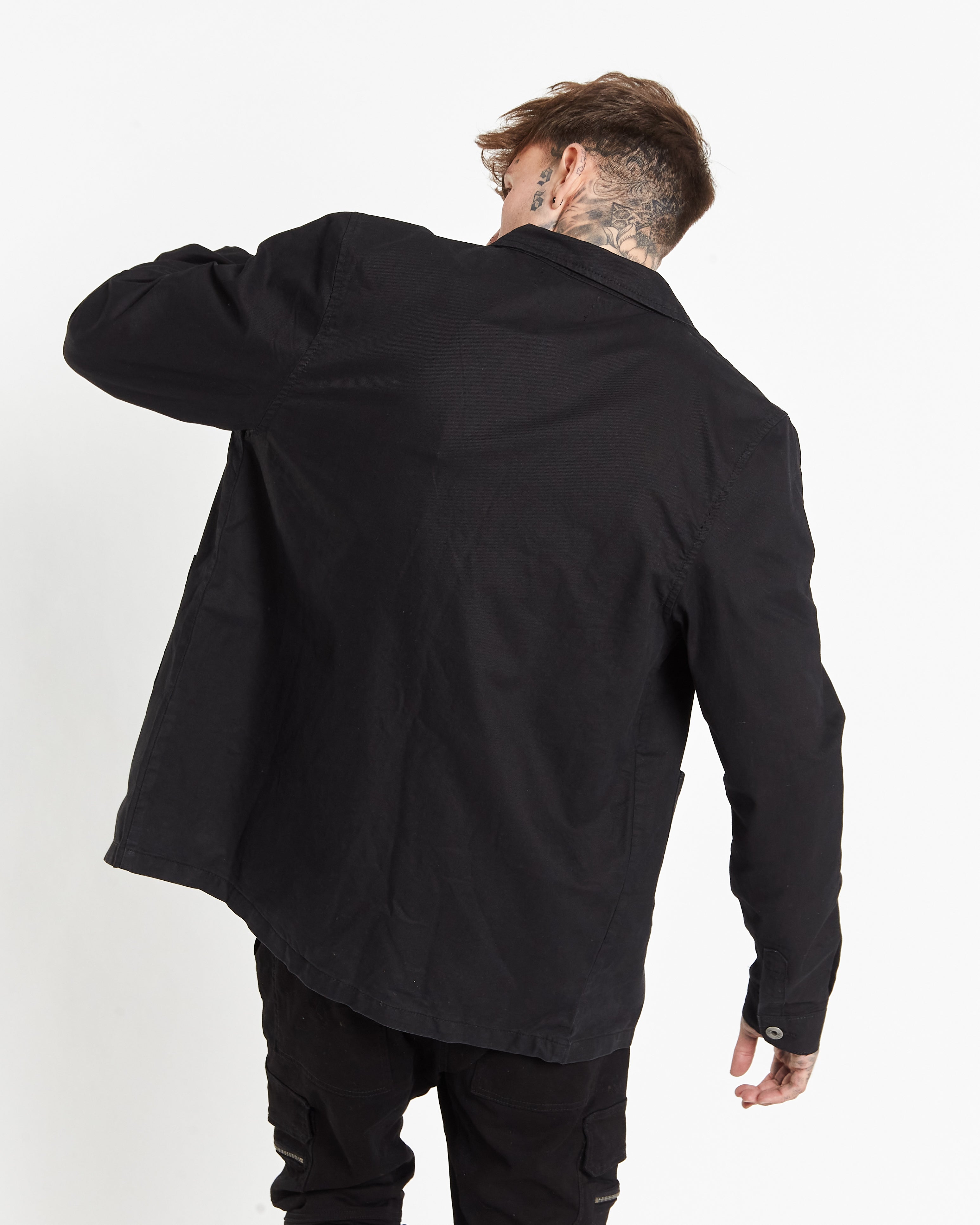 Fort Utility Black Twill Denim Shirt