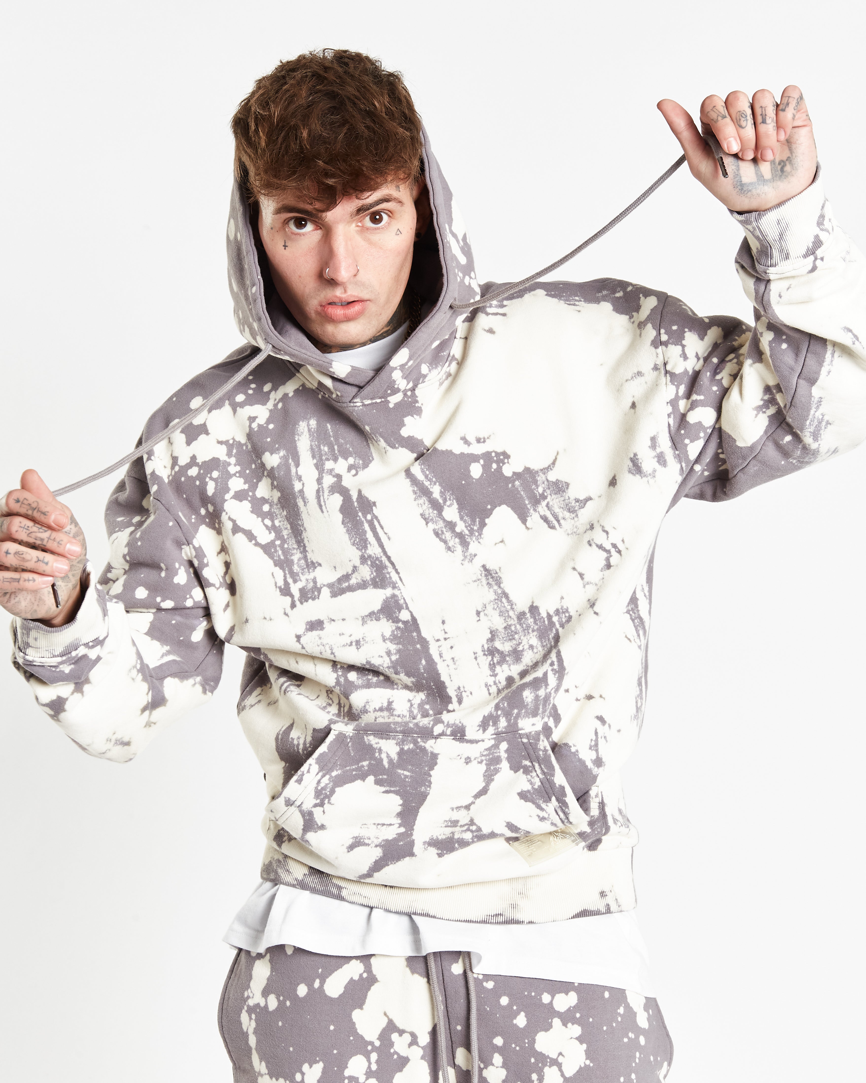 Alaska Cool Grey Bleach Wash Hoodie