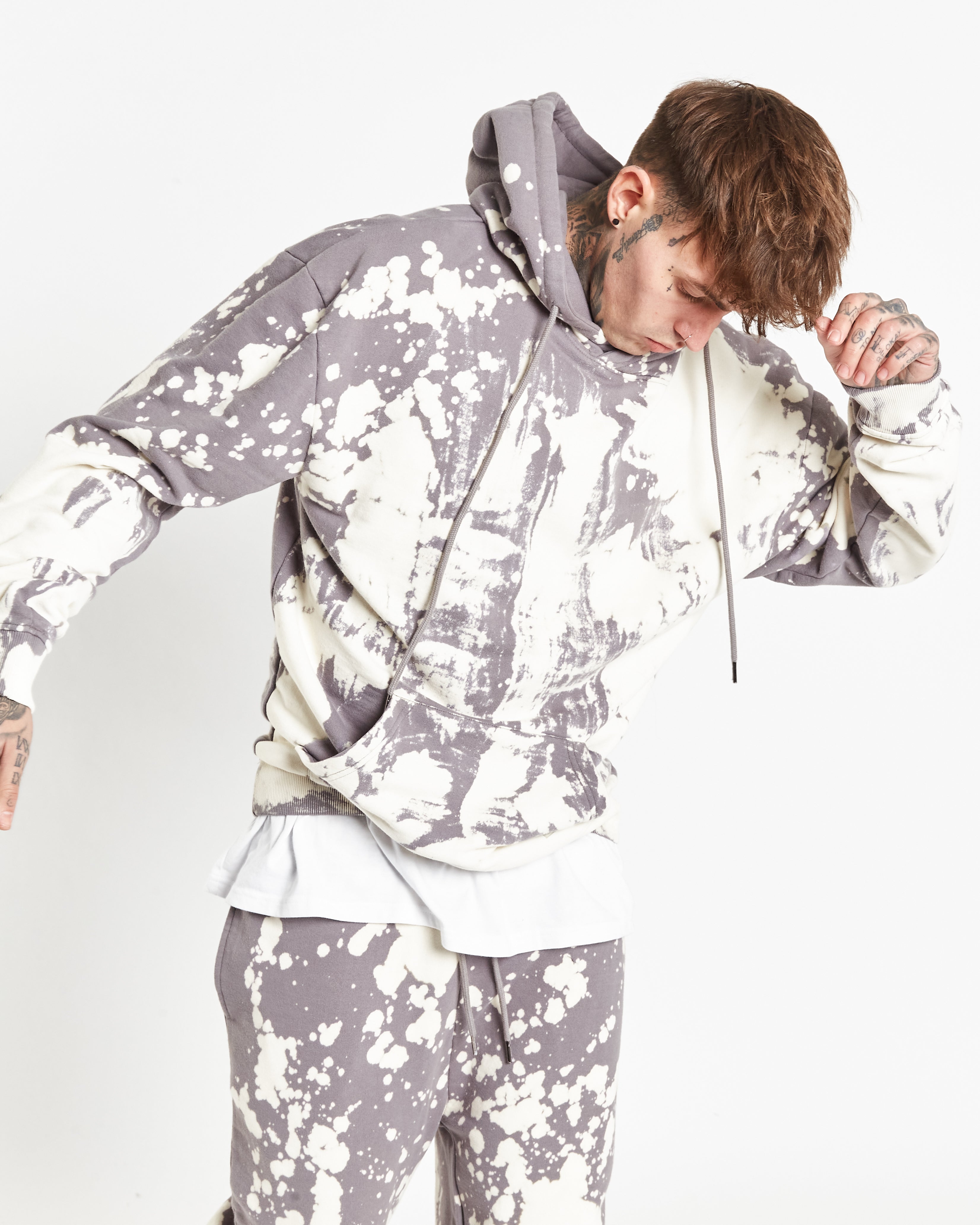 Alaska Cool Grey Bleach Wash Hoodie