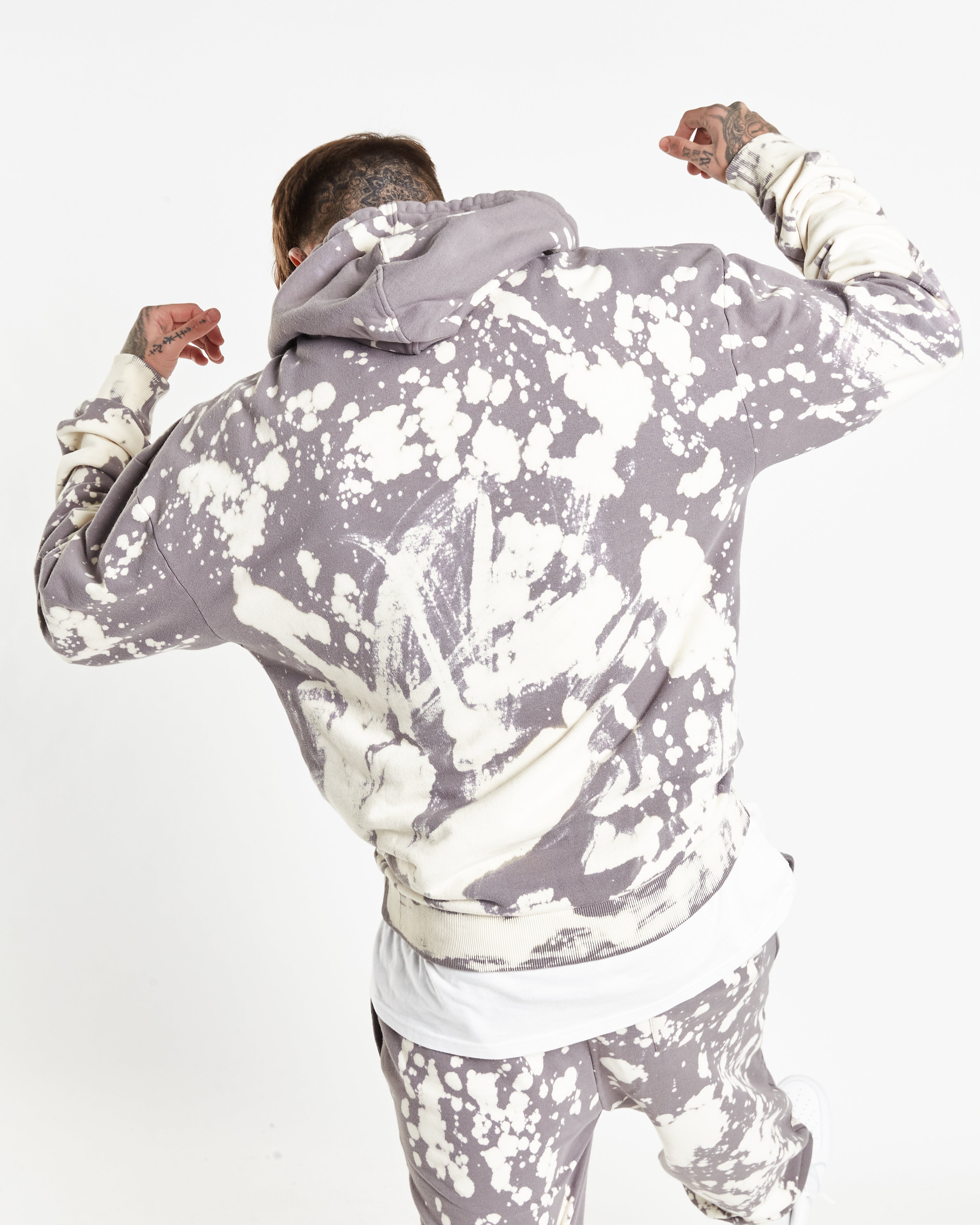 Alaska Cool Grey Bleach Wash Hoodie