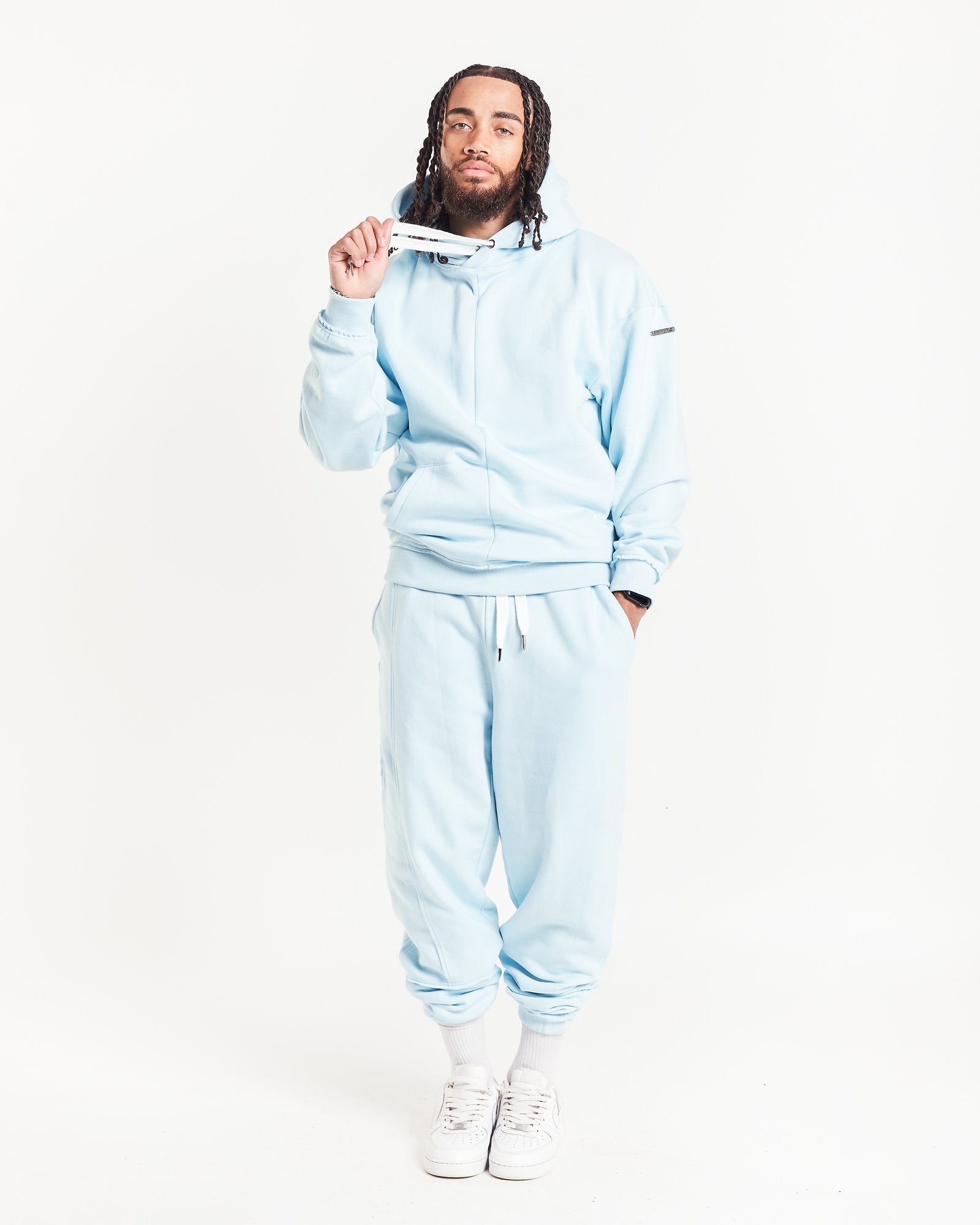 Baby Blue Relaxed Hoody Panel Seams