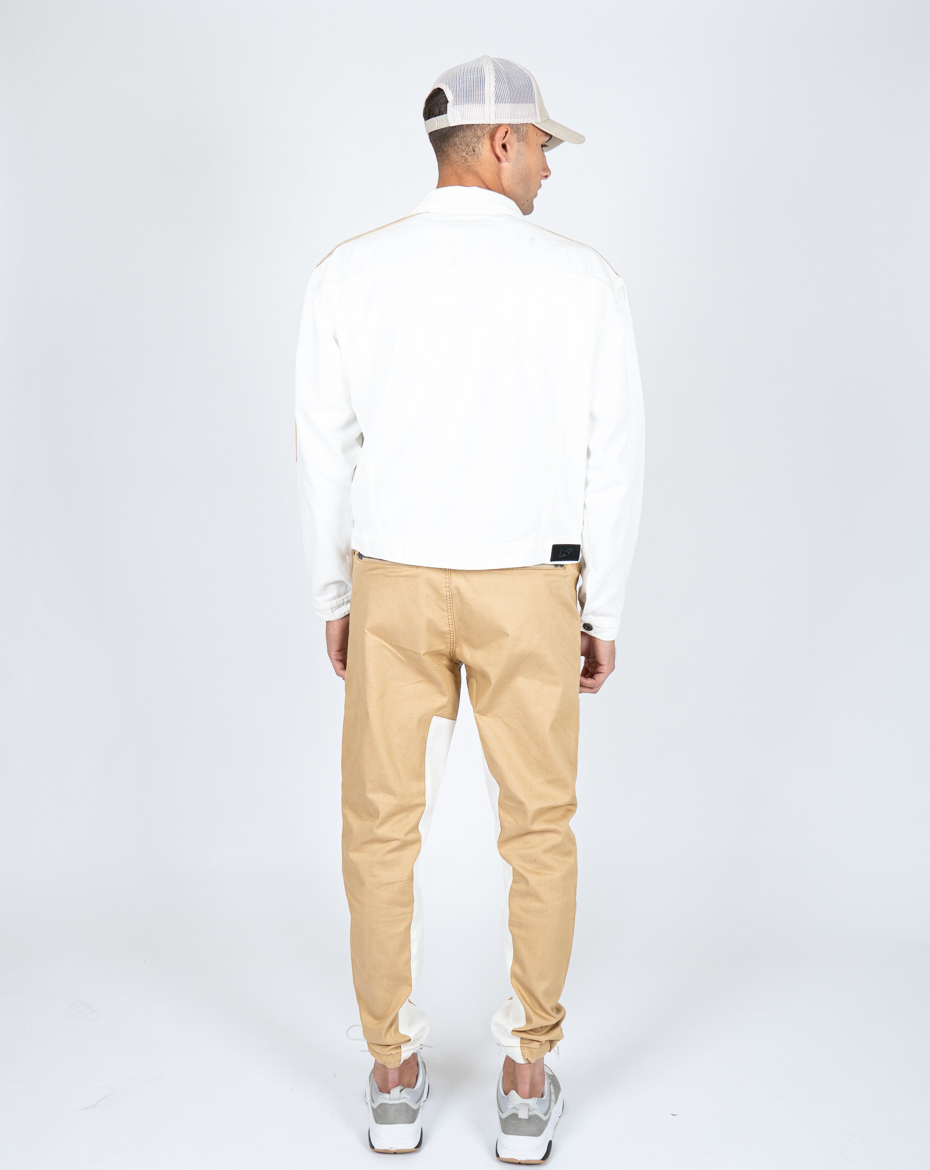 Detroit Denim Jogger In Tan With Panelwork