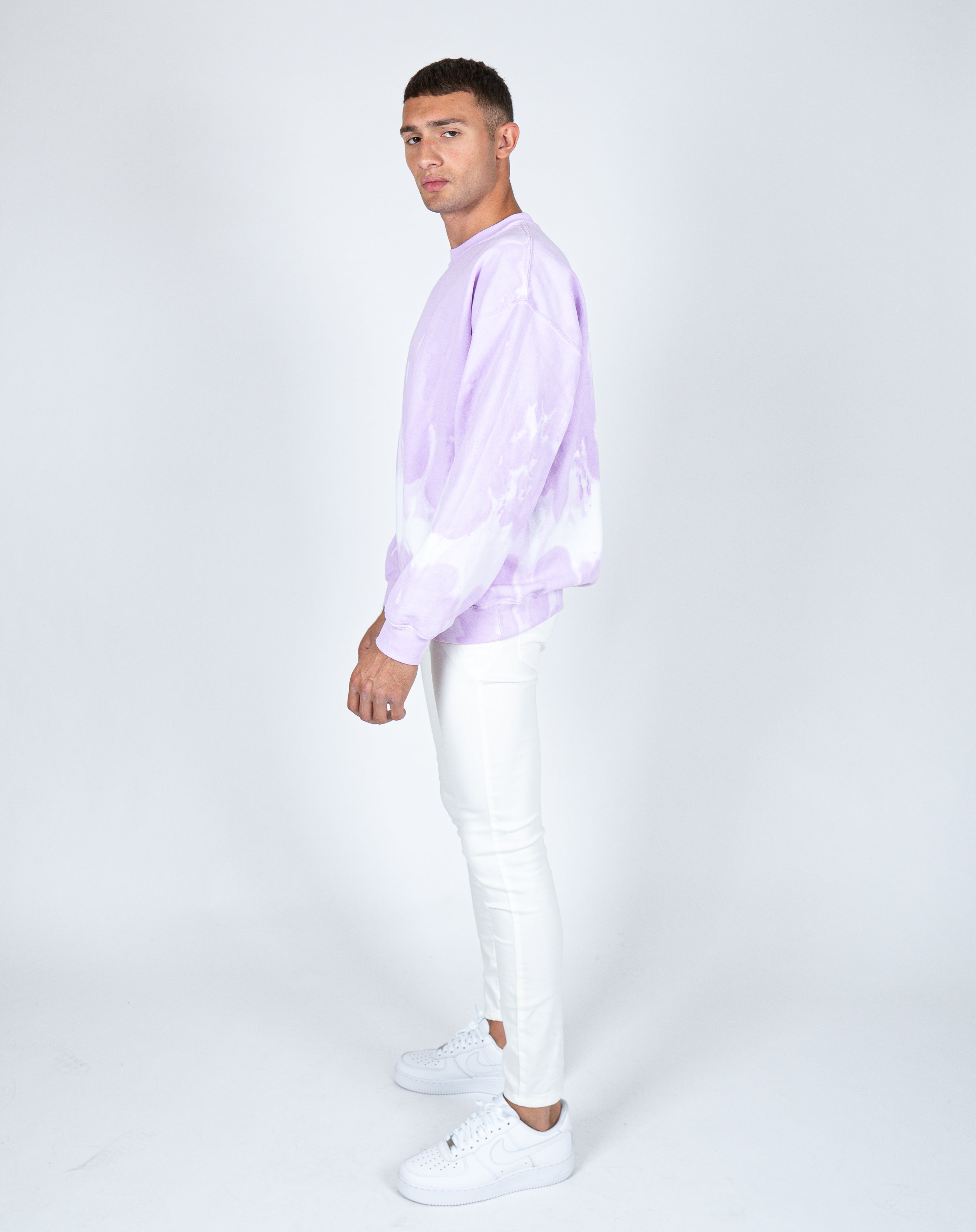 Unisex Candy Sweatshirt With Tie Dye Stripe In Lilac