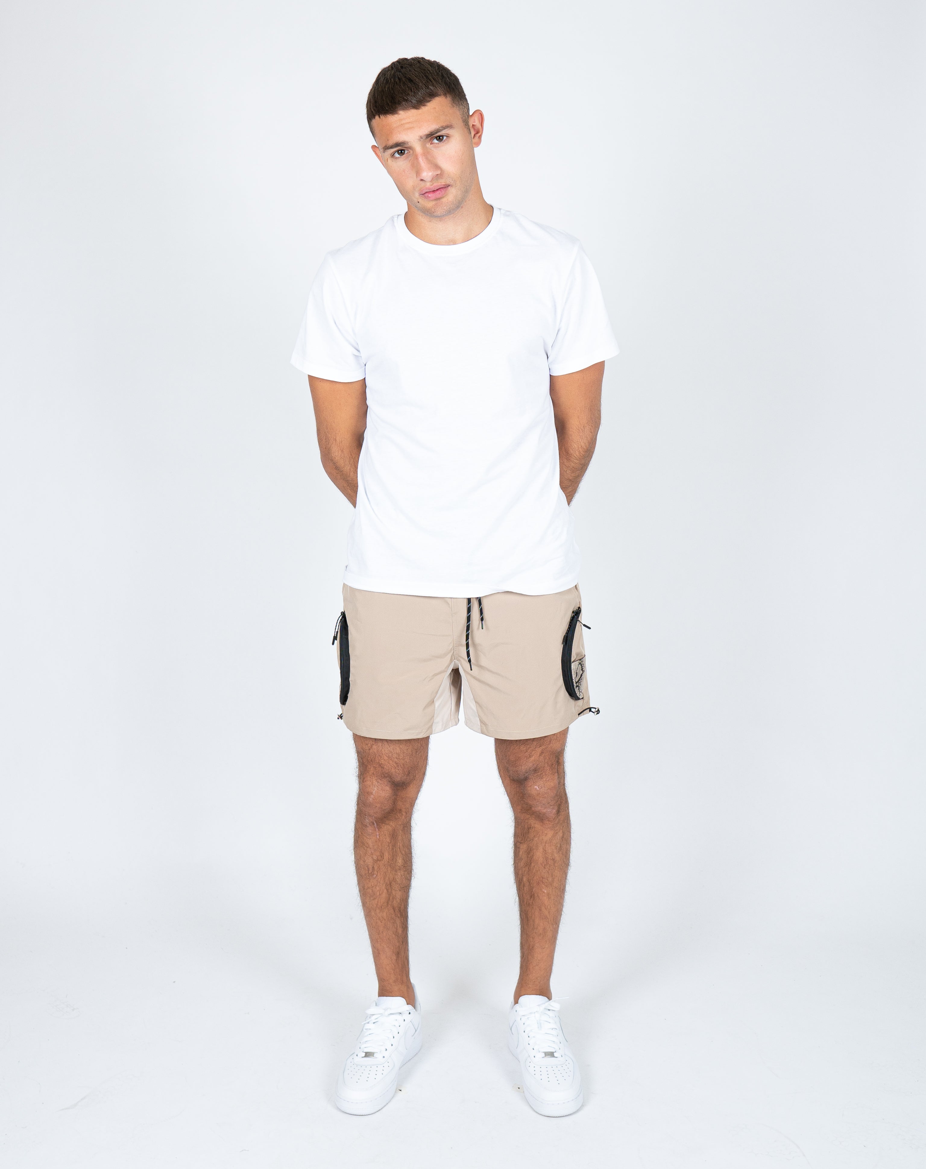 Nylon Desert Shorts with Snake Print Detail