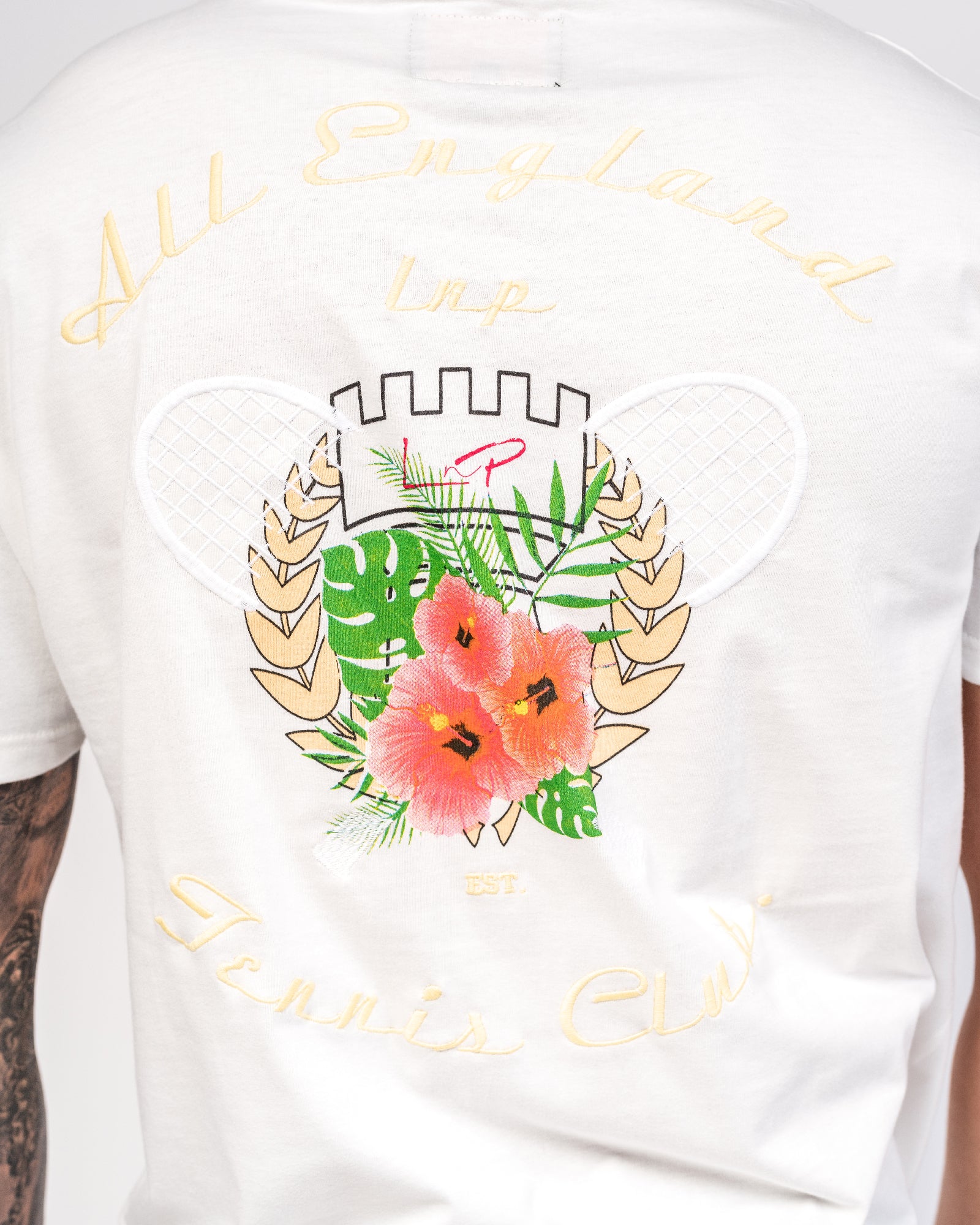 Oversized White Printed 'All England Tennis Club' T-Shirt