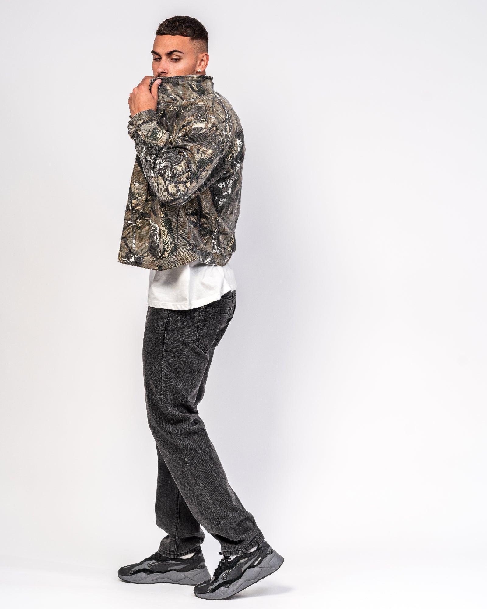 Jungle Print Oversized Denim Jacket