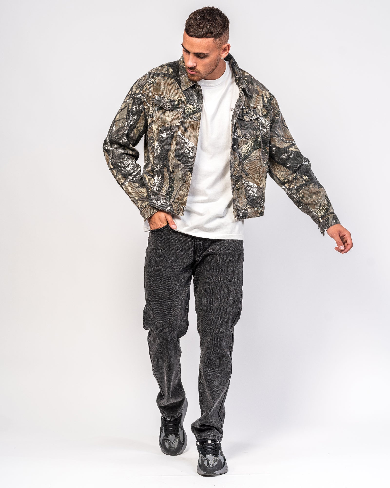 Jungle Print Oversized Denim Jacket