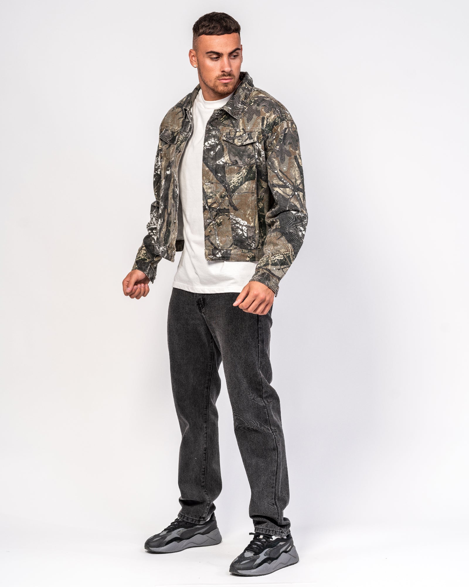 Jungle Print Oversized Denim Jacket