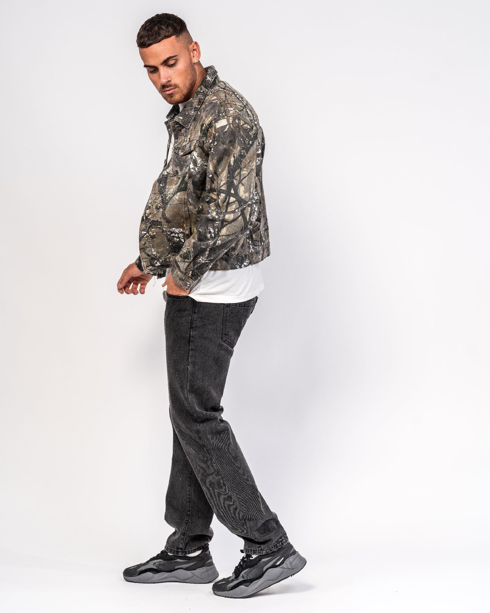 Jungle Print Oversized Denim Jacket