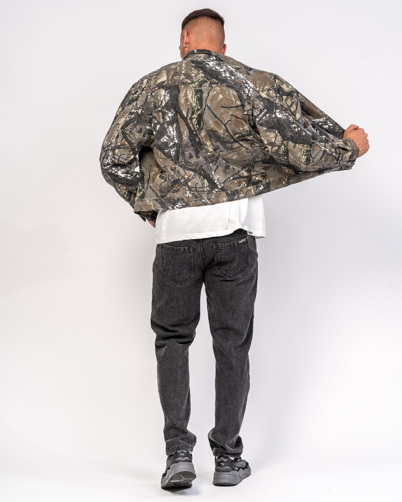 Jungle Print Oversized Denim Jacket