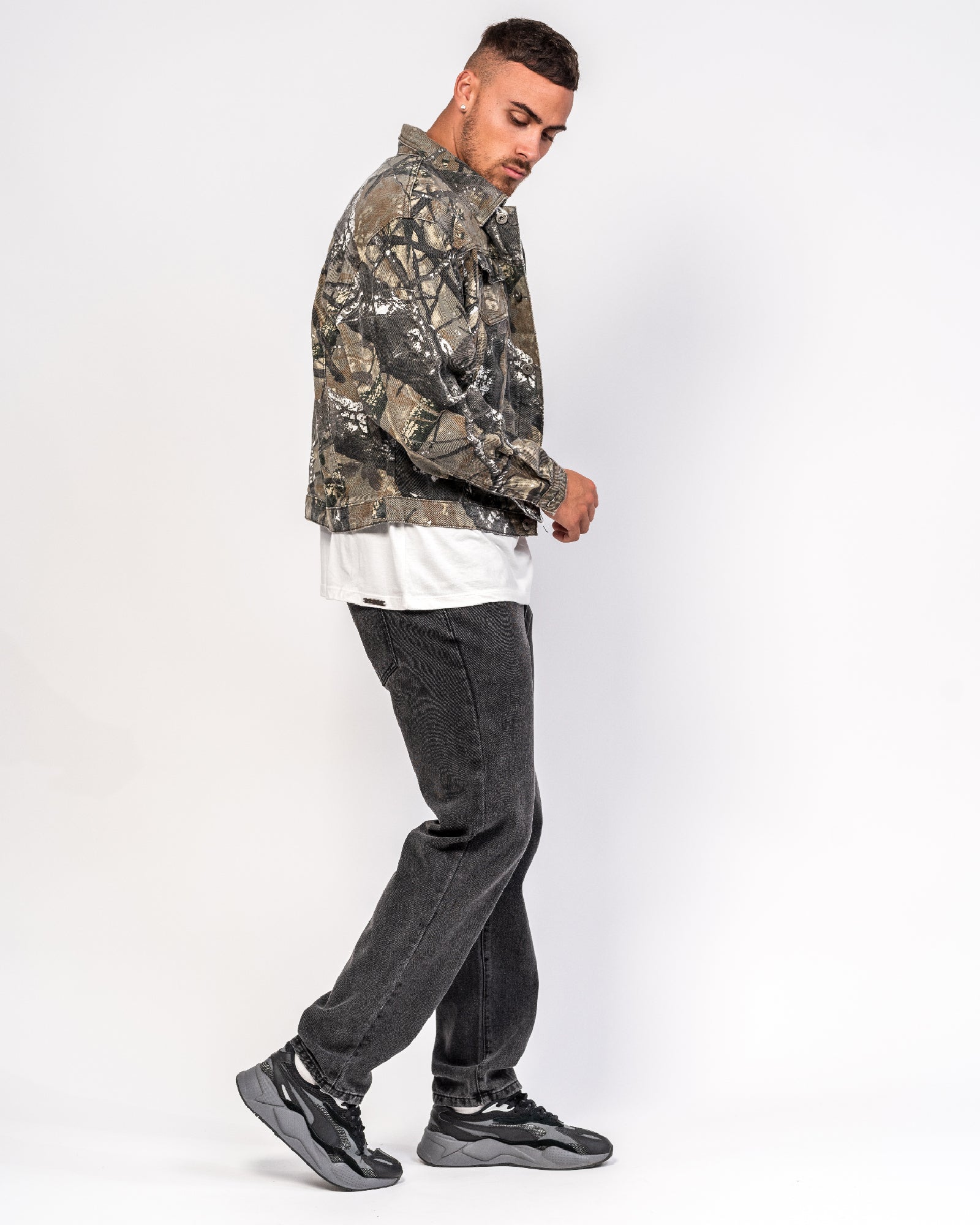 Jungle Print Oversized Denim Jacket