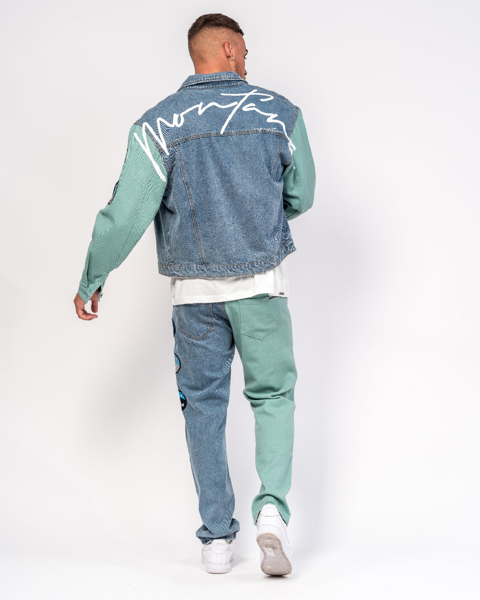 Montana Embroidery Patch Spliced Straight Leg Jean