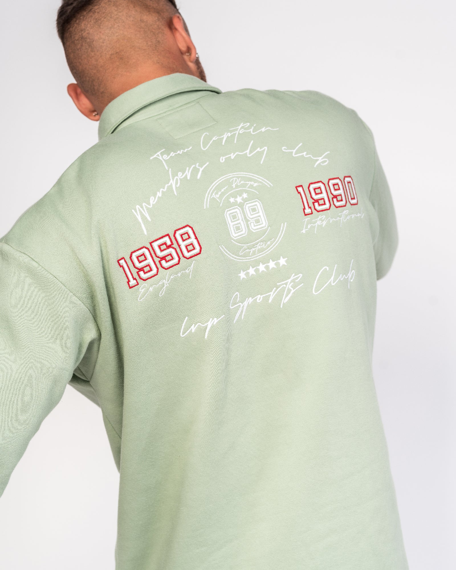 Varsity Rubgy Shirt With Club Embroidery In Sage