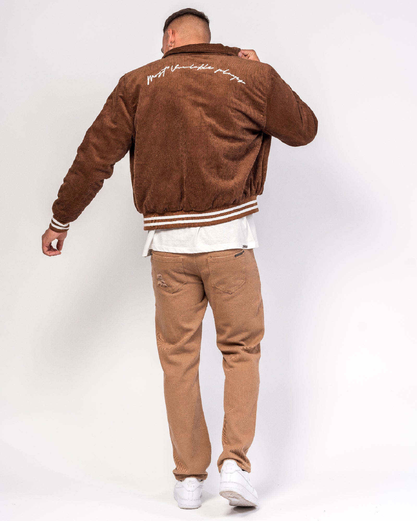 Varsity Brown Corduroy Embroidered Jacket