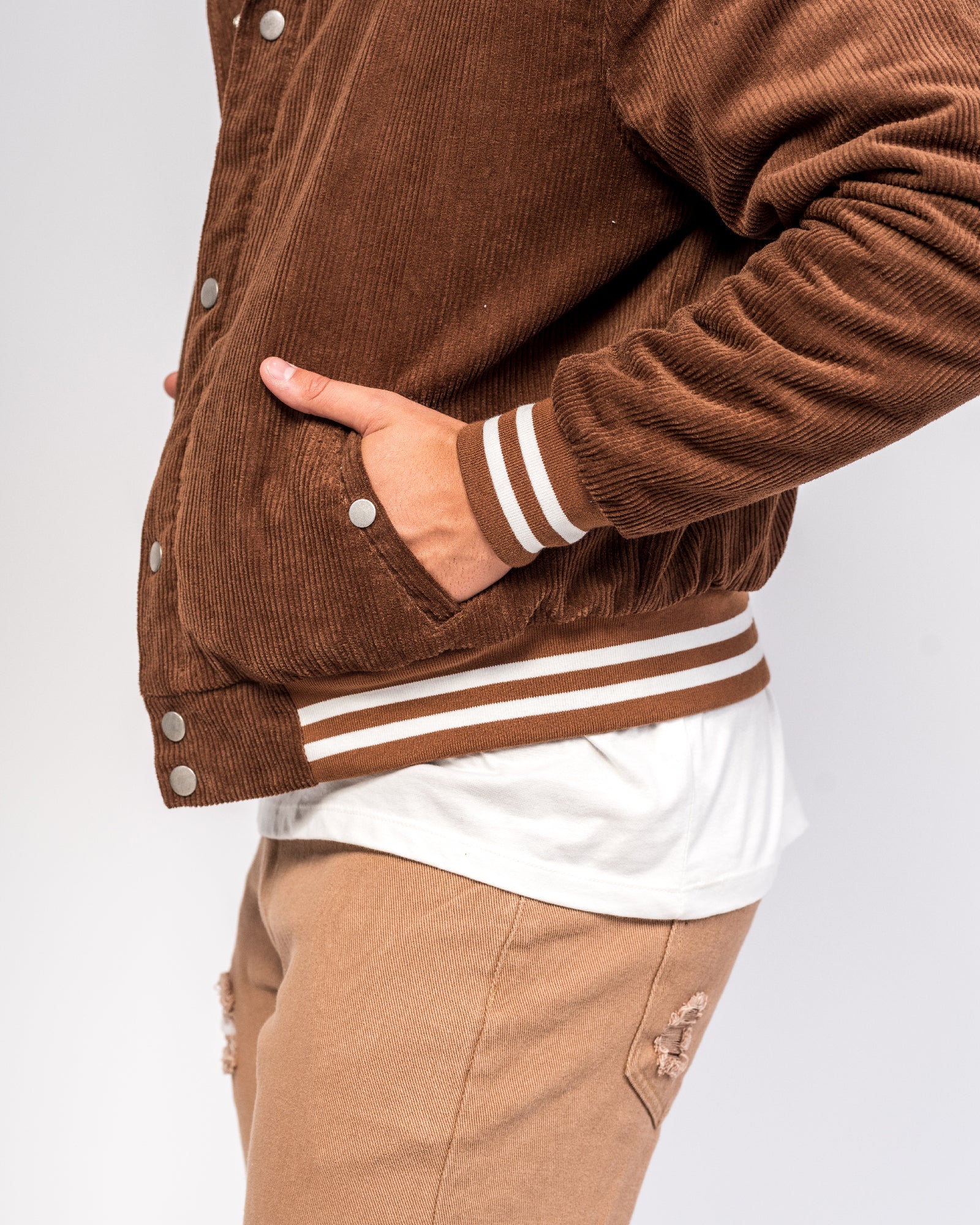 Varsity Brown Corduroy Embroidered Jacket