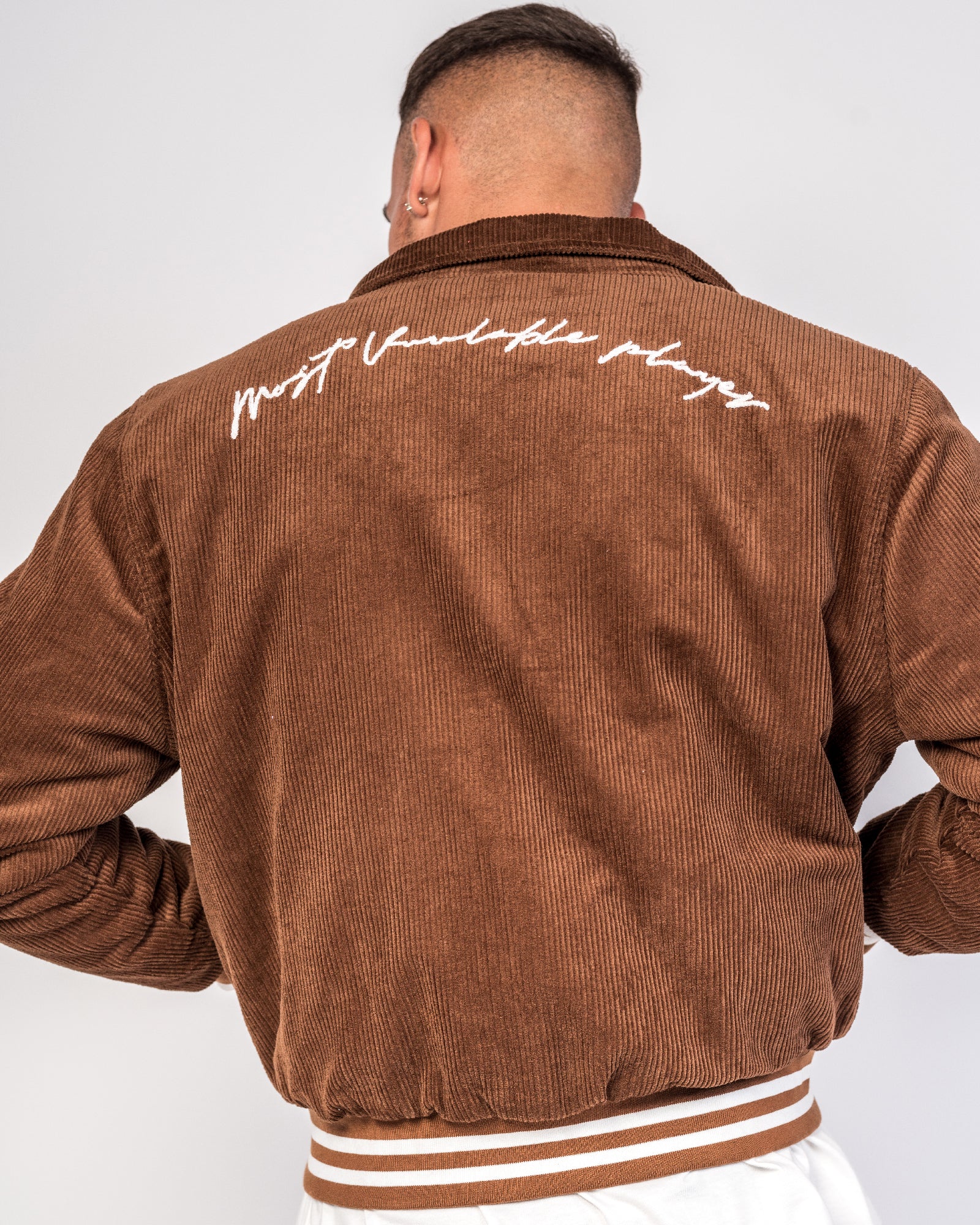 Varsity Brown Corduroy Embroidered Jacket