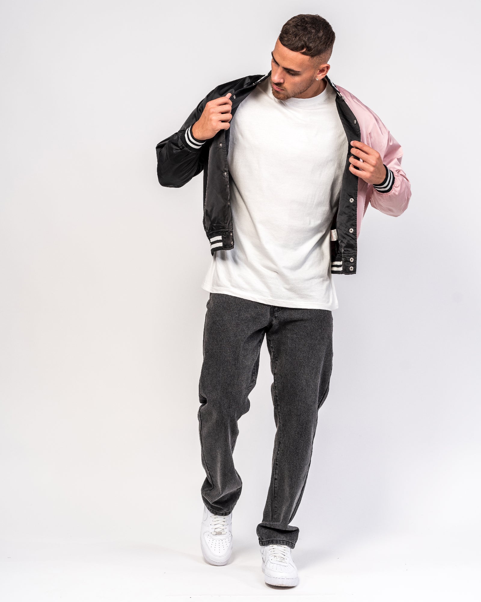 Spliced Varsity Jacket In Silk With Montana Detail
