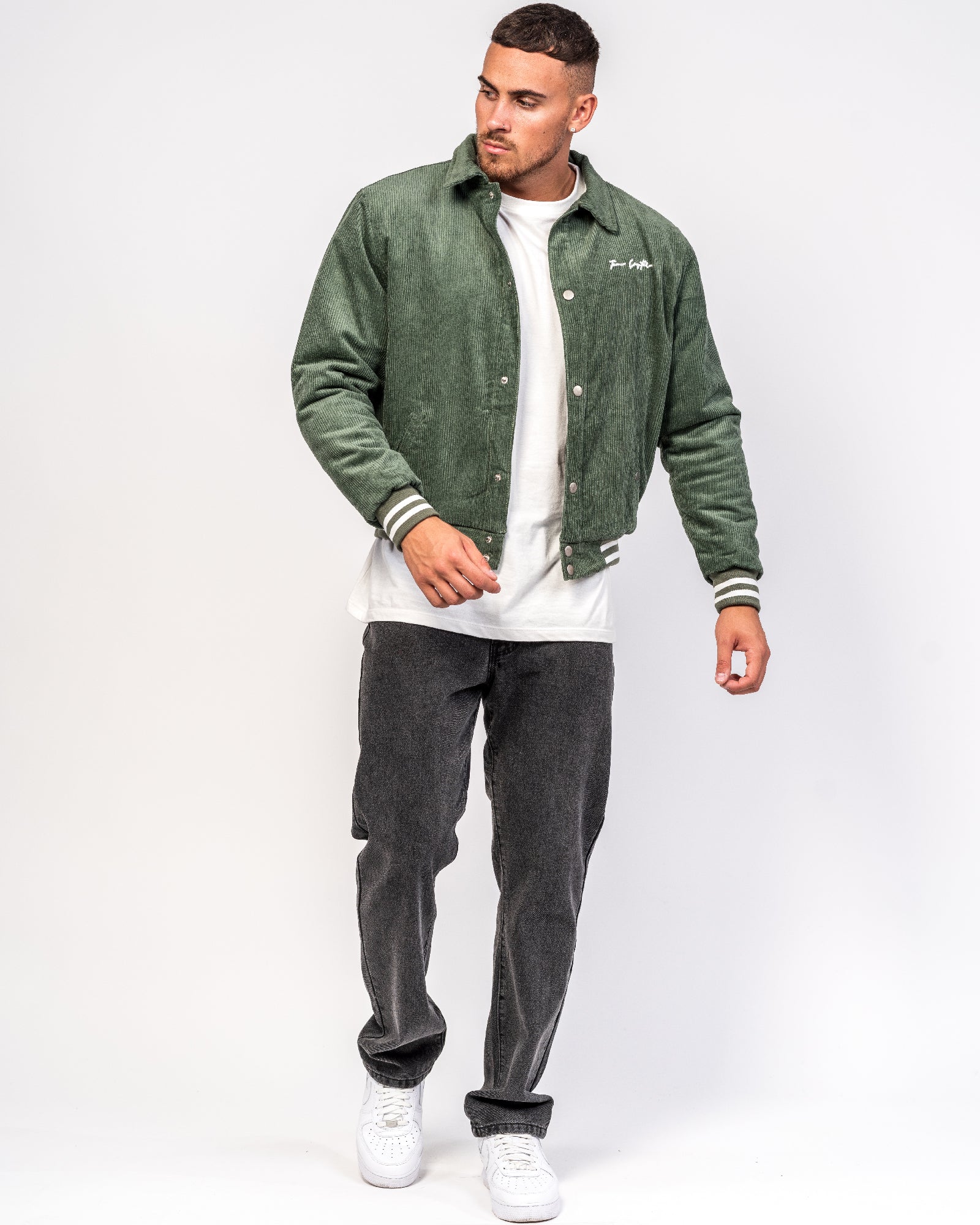 Khaki Varsity Padded Corduroy Jacket