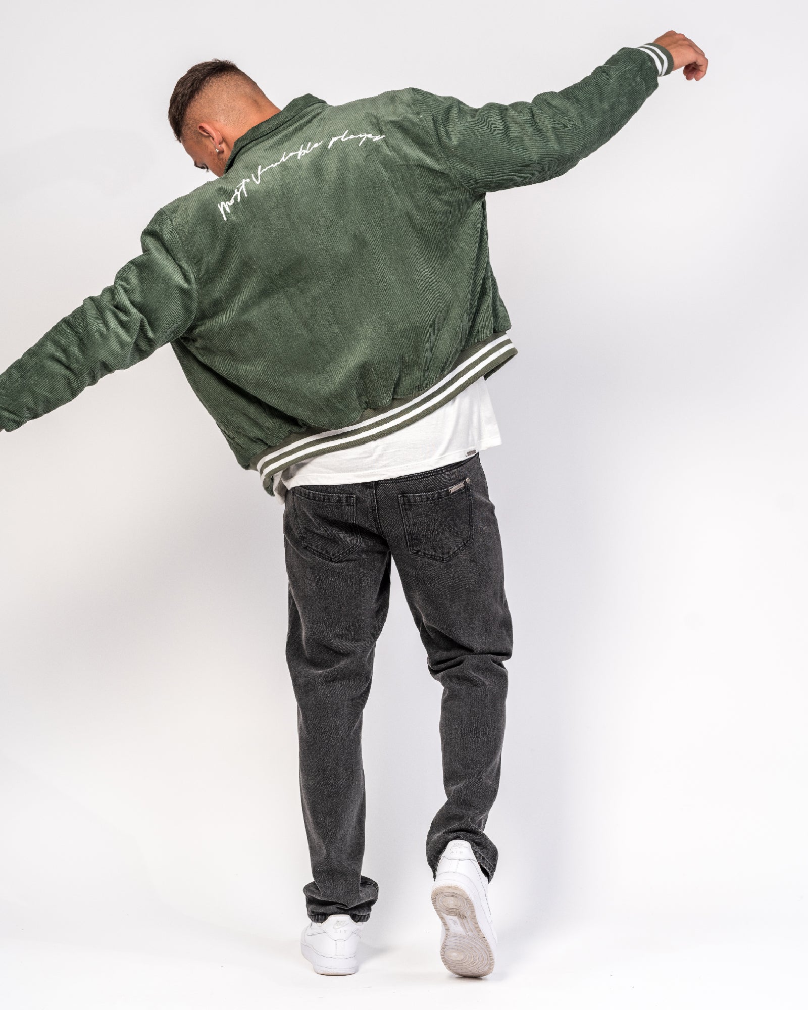 Khaki Varsity Padded Corduroy Jacket