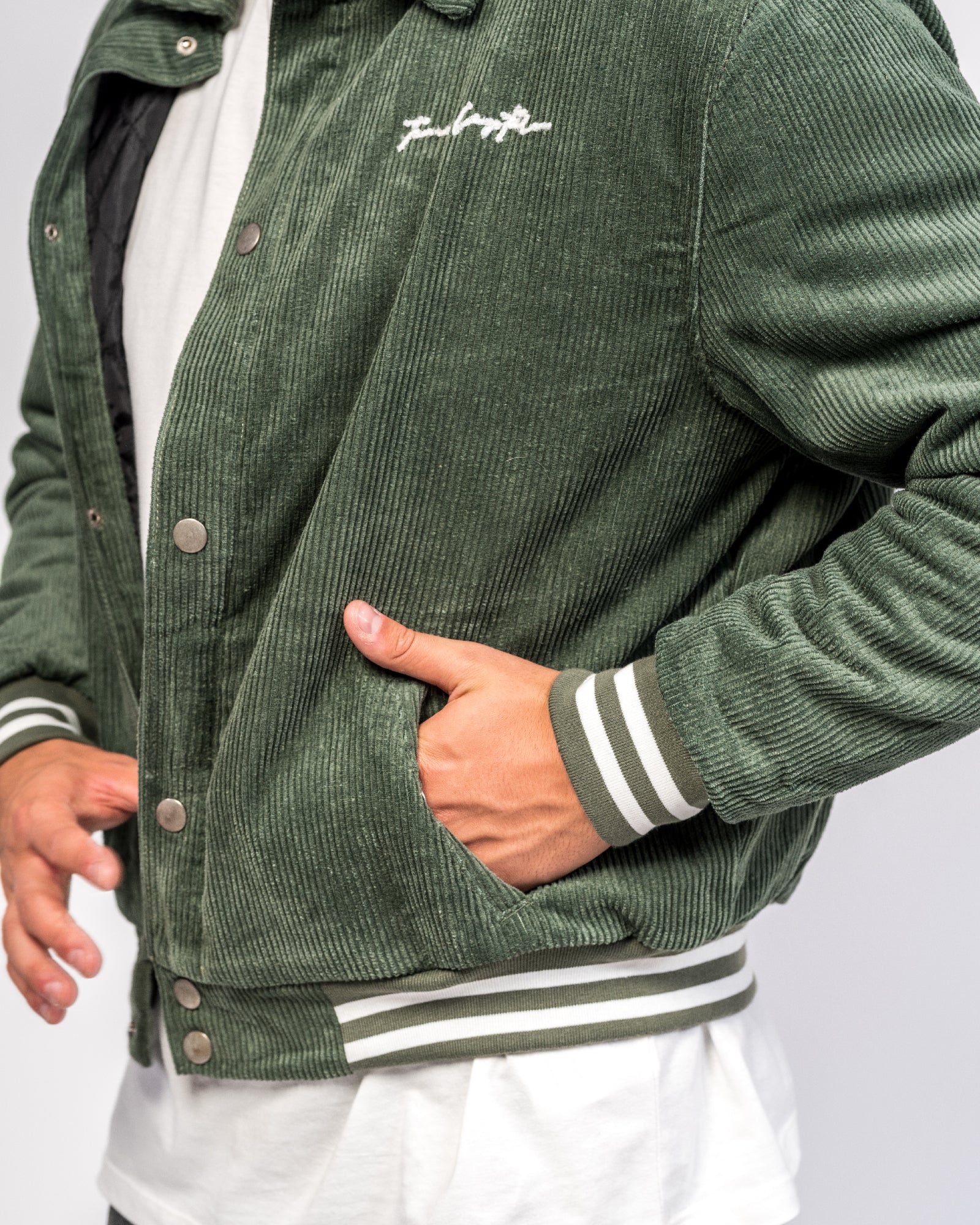 Khaki Varsity Padded Corduroy Jacket