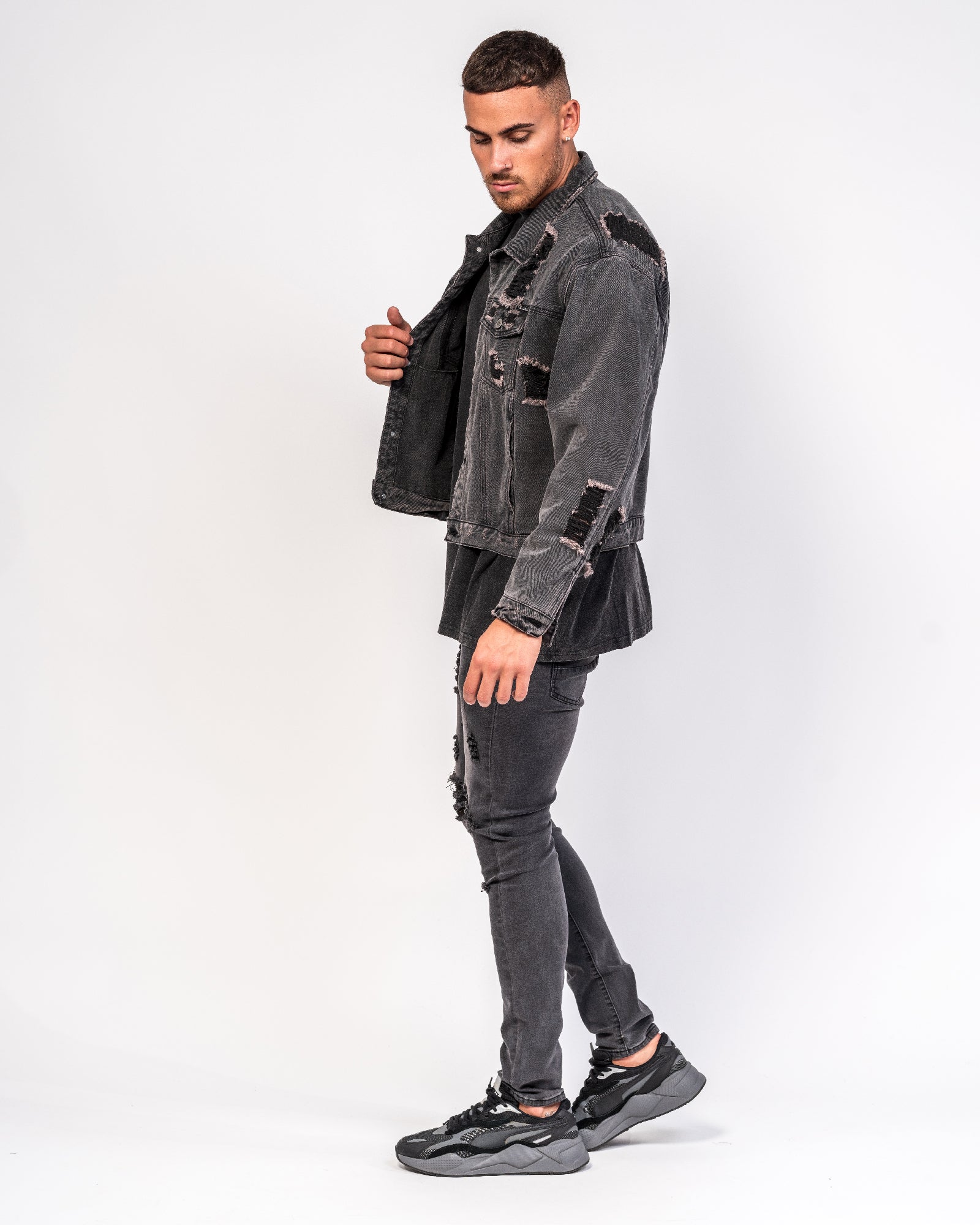 Oversized Denim Jacket In Washed Black