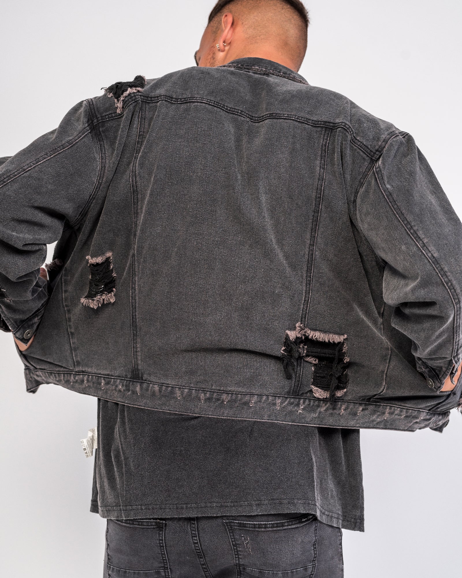 Oversized Denim Jacket In Washed Black