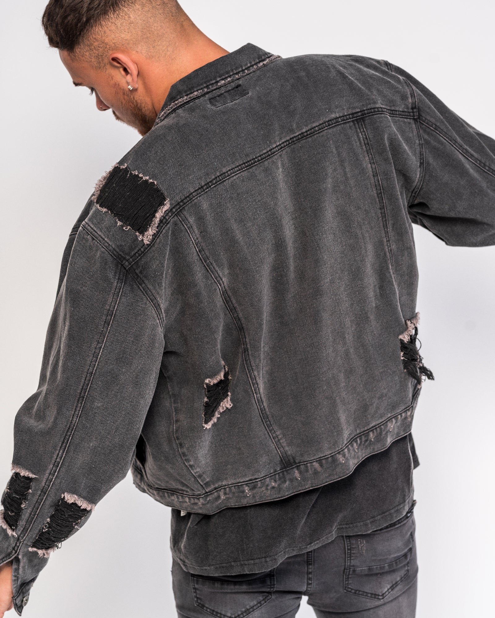 Oversized Denim Jacket In Washed Black