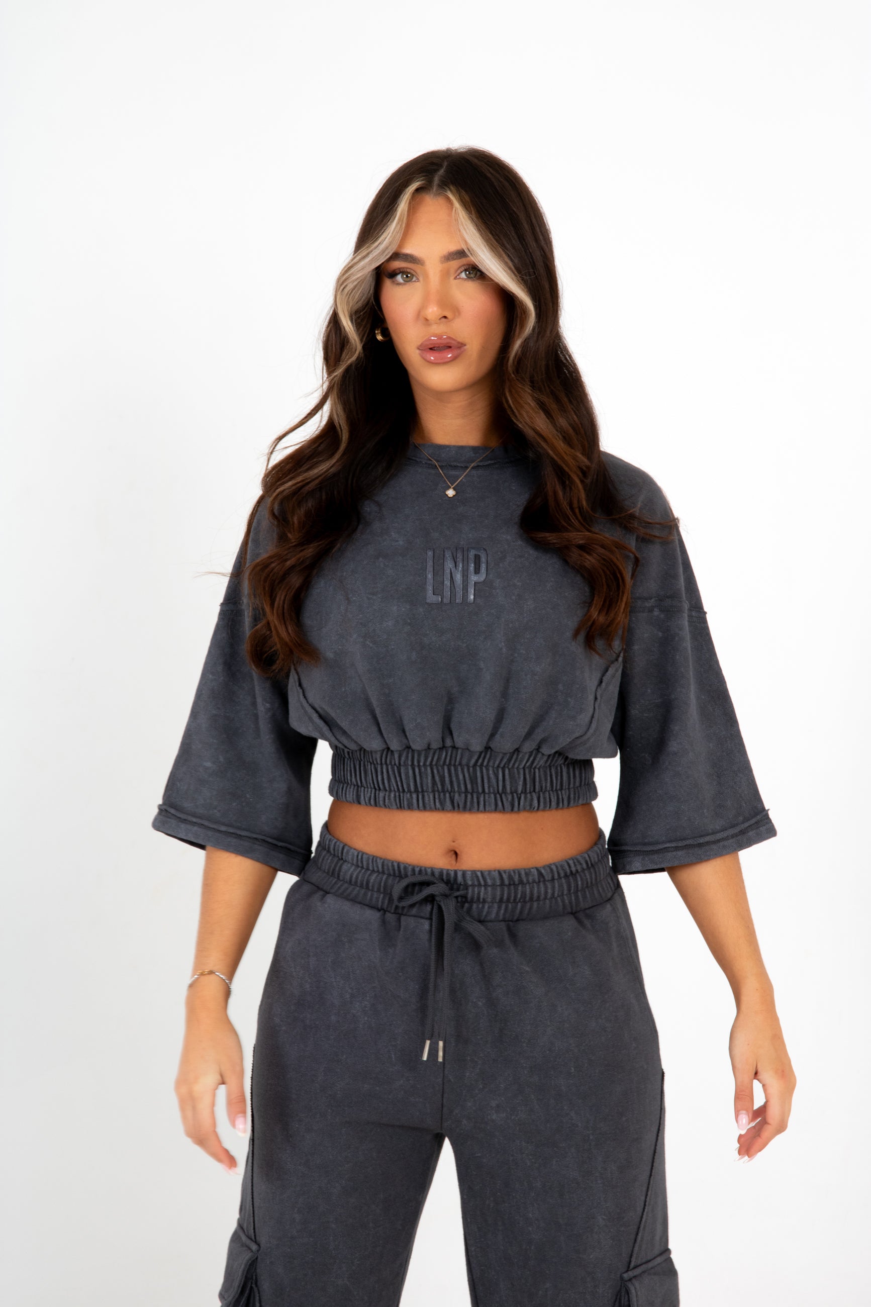 Charcoal LNP Essential Cropped T-Shirt