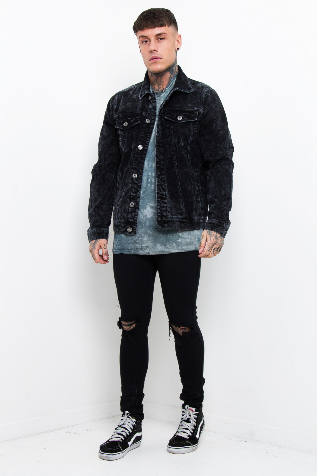 Norton Denim Jacket Washed Black With Distressing