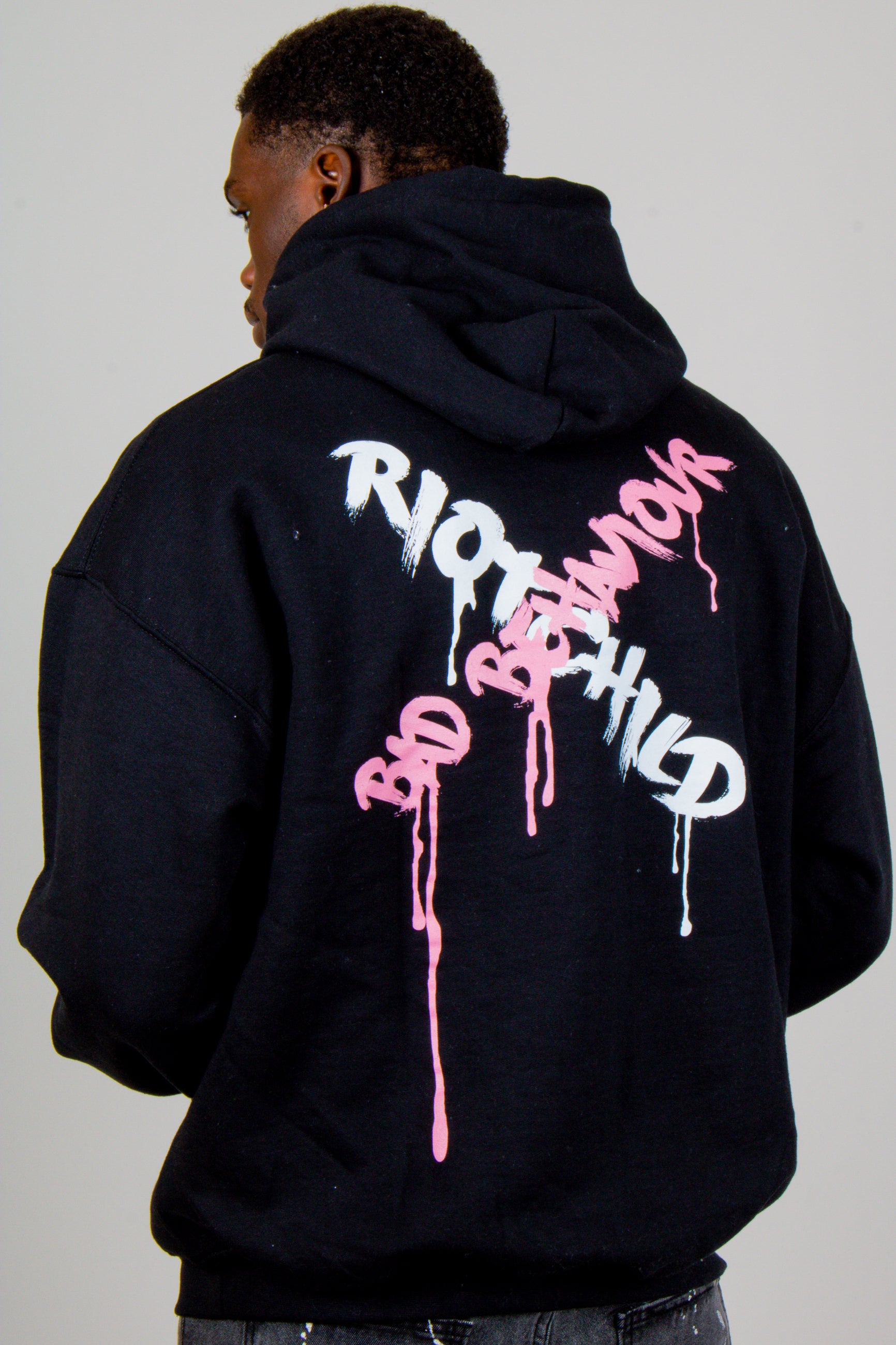 Printed Riot Child Hoody in Black