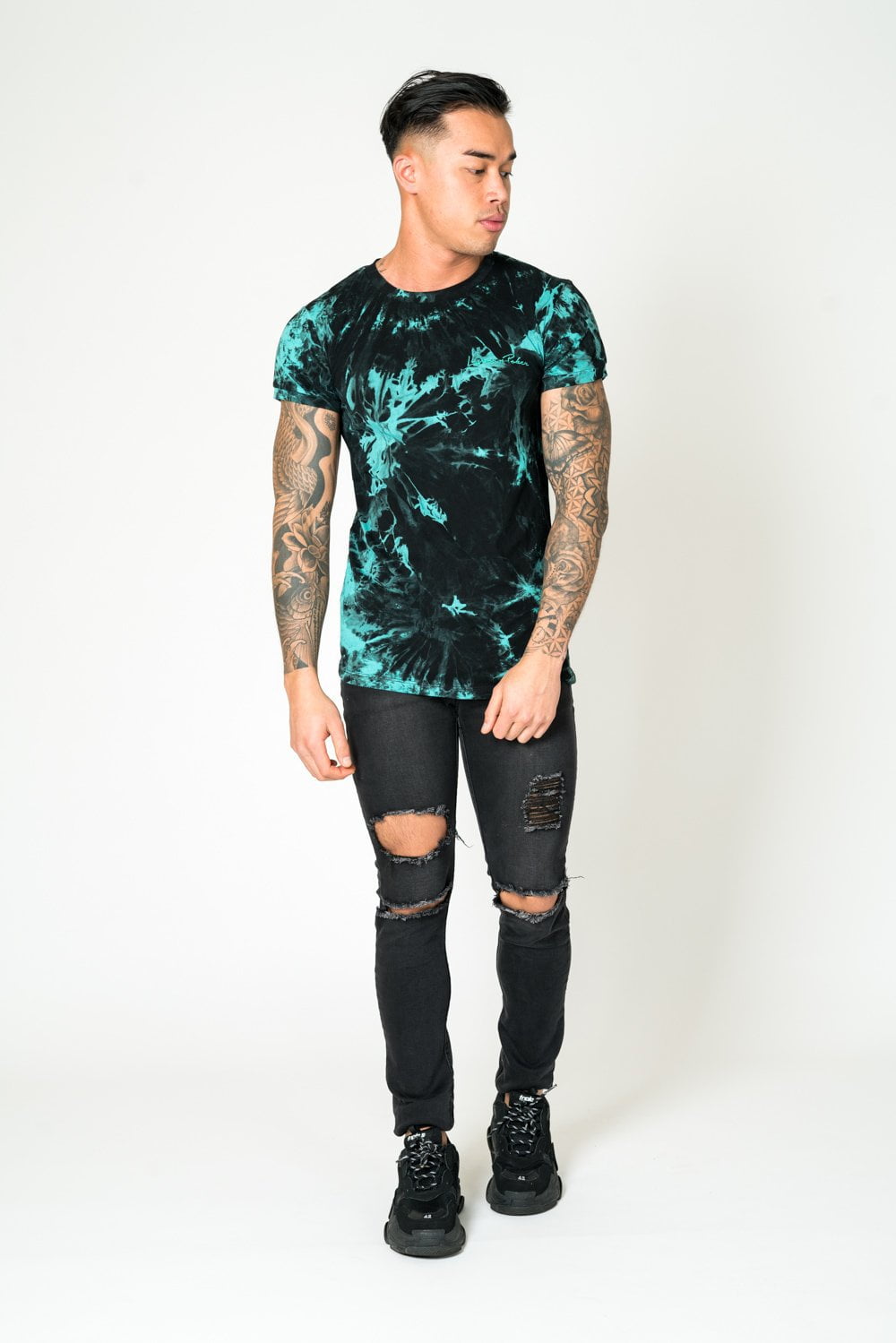 MUSCLE FIT TEE IN TIE DYE GREEN - Liquor N Poker LIQUOR N POKER