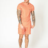 RELAXED FIT SHORTS IN RUST & WHITE - Liquor N Poker LIQUOR N POKER