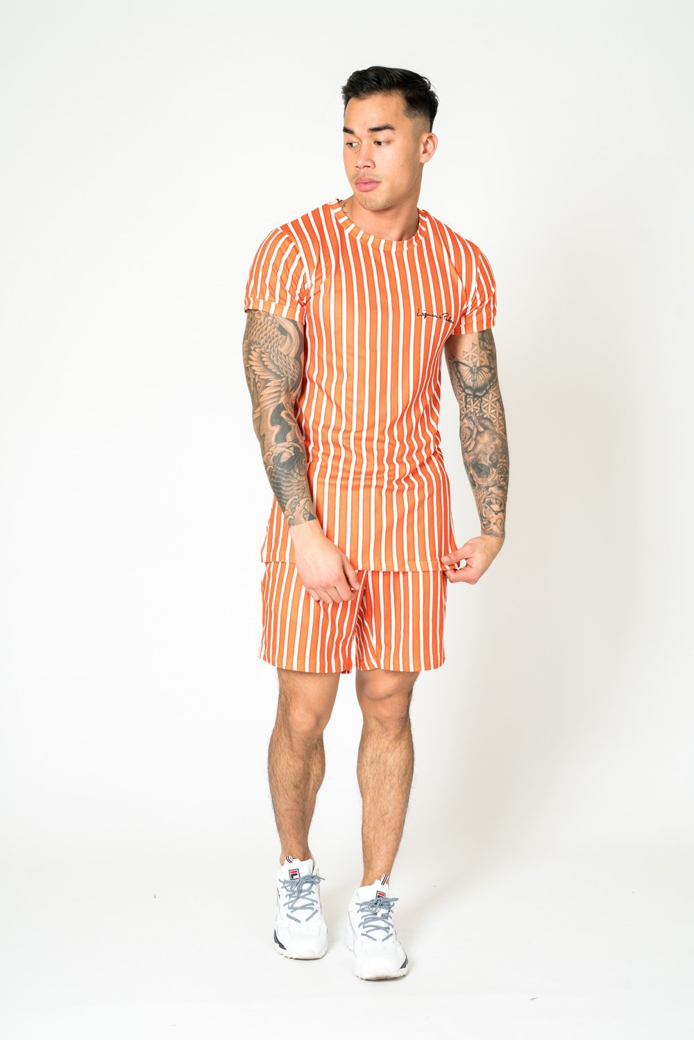 RELAXED FIT SHORTS IN RUST & WHITE - Liquor N Poker LIQUOR N POKER
